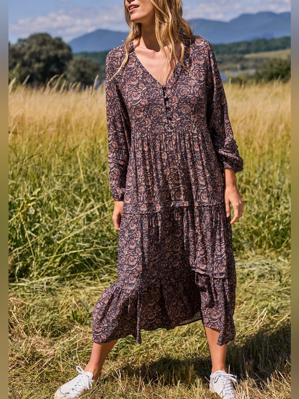 Faherty Isabella Dress in Artisan Block Print Small